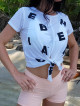 Camiseta atada Letters N680 BLANCO NEBBIA