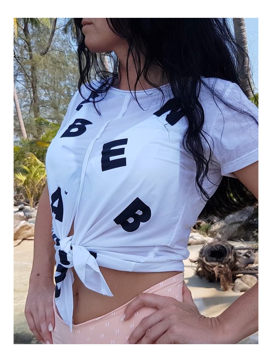 Camiseta atada Letters N680 BLANCO NEBBIA