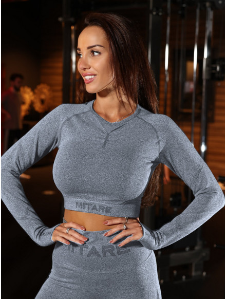 Top corto sin costuras PUSH UP MAX K084 gris oscuro MITARE