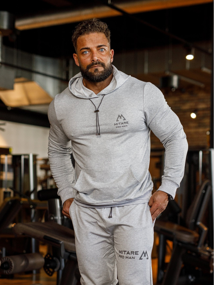 Sudadera con capucha K088 gris claro MITARE PRO MAN