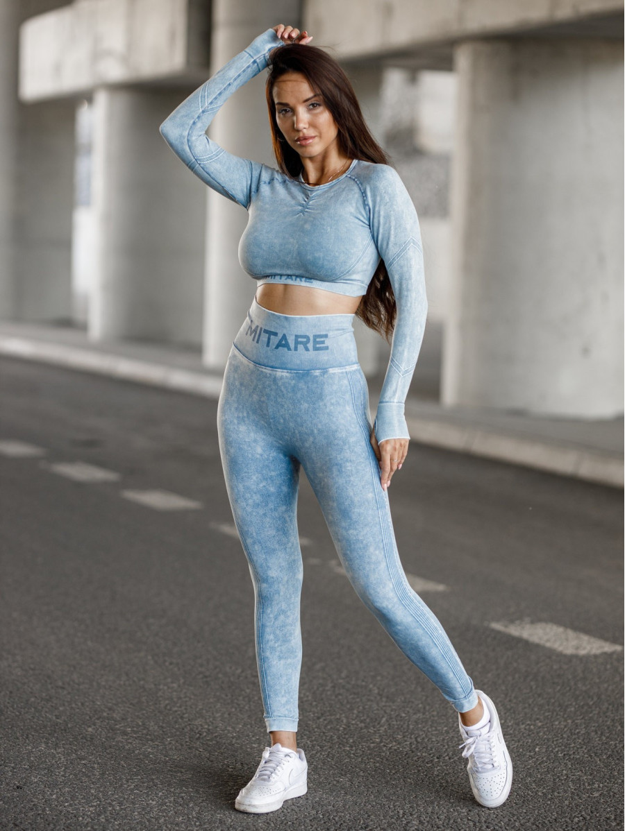 Top corto sin costuras PUSH UP MAX MARBLE K110 vaqueros azules MITARE