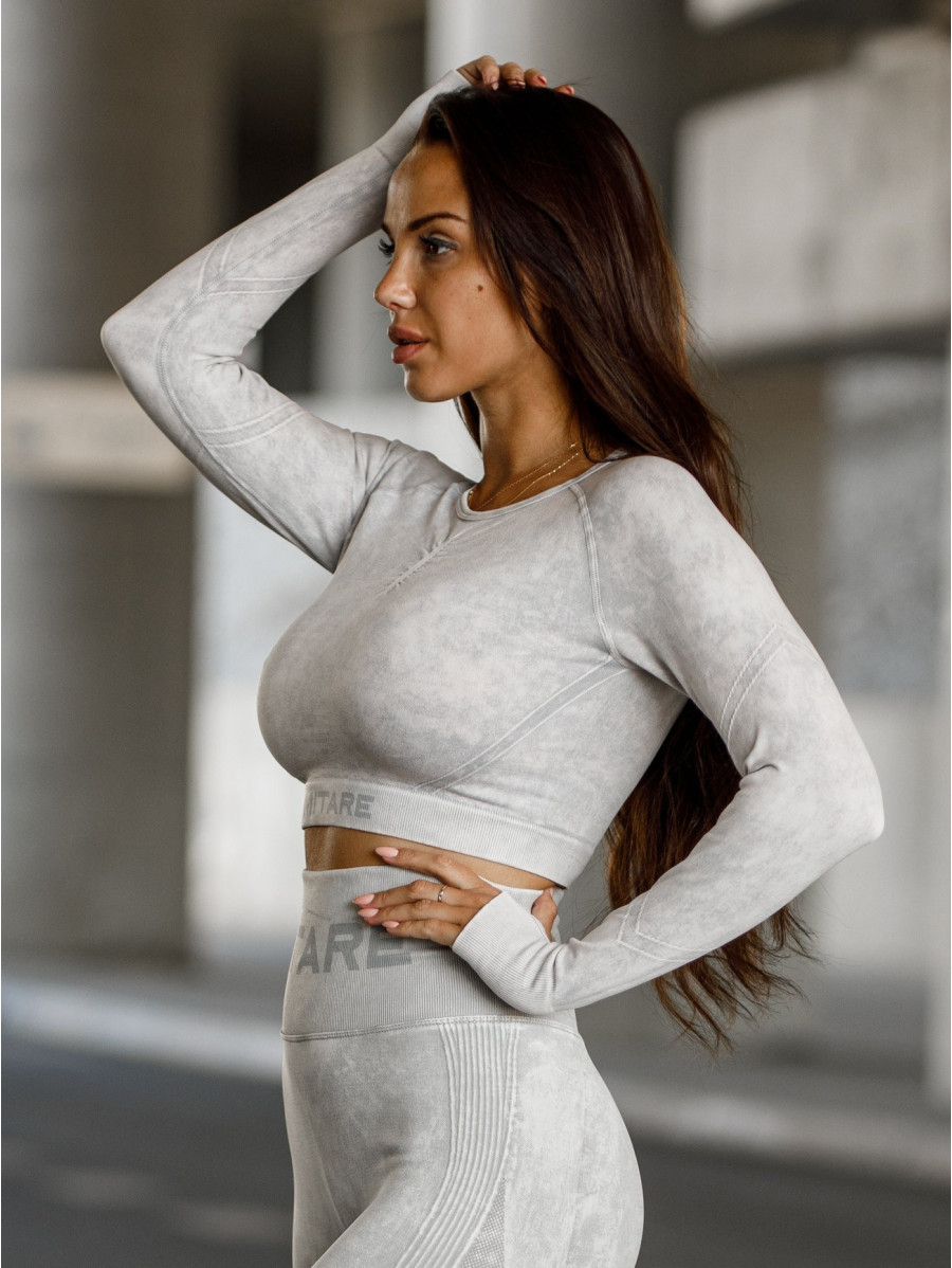 Top corto sin costuras PUSH UP MAX MARBLE K110 gris claro MITARE