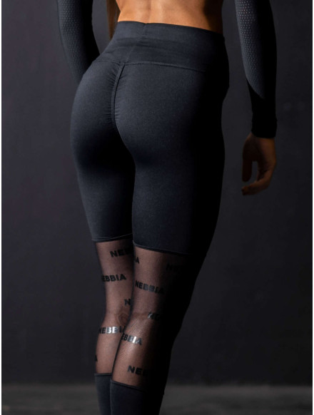 Legginsy z siateczką N666 czarne NEBBIA