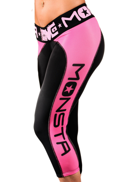 Leggins 3/4 DriFit Compression M190 Black/Pink MONSTA