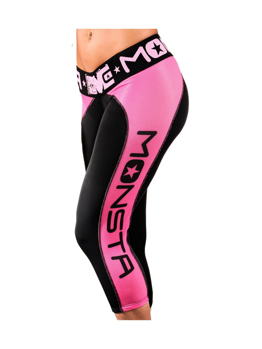 Leggins 3/4 DriFit Compression M190 Black/Pink MONSTA